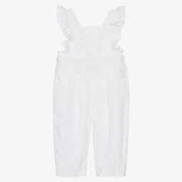 Il Gufo-Girls White Linen Jumpsuit Delight | Childrensalon Outlet