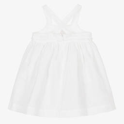Il Gufo-Girls White Linen Pinafore Dress | Childrensalon Outlet
