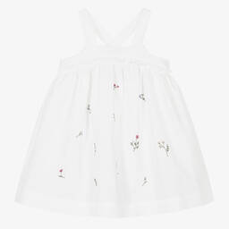 Il Gufo-Girls White Linen Pinafore Dress | Childrensalon Outlet