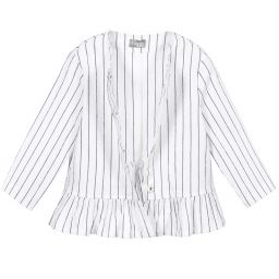 Il Gufo-Girls White Striped Jacket | Childrensalon Outlet