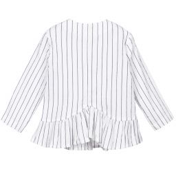 Il Gufo-Girls White Striped Jacket | Childrensalon Outlet