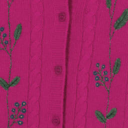 Il Gufo-كارديغان صوف مطرز بورود لون زهري للبنات | Childrensalon Outlet