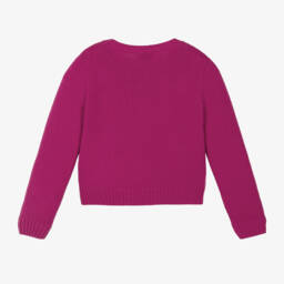 Il Gufo-كارديغان صوف مطرز بورود لون زهري للبنات | Childrensalon Outlet