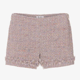 Il Gufo-Girls Wool Tweed Lilac Shorts | Childrensalon Outlet