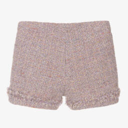 Il Gufo-Girls Wool Tweed Lilac Shorts | Childrensalon Outlet