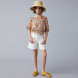 Il Gufo-Girls Yellow Liberty Floral Cotton Blouse | Childrensalon Outlet