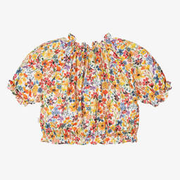 Il Gufo-Girls Yellow Liberty Floral Cotton Blouse | Childrensalon Outlet