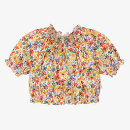 Il Gufo-Girls Yellow Liberty Floral Cotton Blouse | Childrensalon Outlet