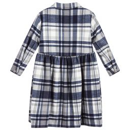 Il Gufo-Grey & Blue Check Dress | Childrensalon Outlet