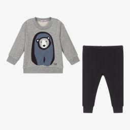 Il Gufo-تراكسوت أطفال ولادي قطن جيرسي لون رمادي وكحلي | Childrensalon Outlet