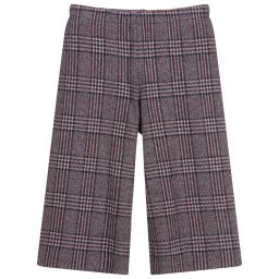 Il Gufo-Grey Check Wide-Leg Trousers | Childrensalon Outlet