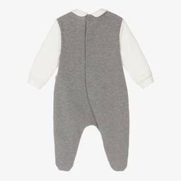 Il Gufo-Grey Cotton Jersey Dog Babygrow | Childrensalon Outlet