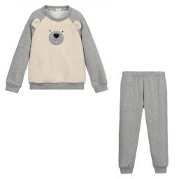 Il Gufo-Серый спортивный костюм из хлопка с медвежонком | Childrensalon Outlet