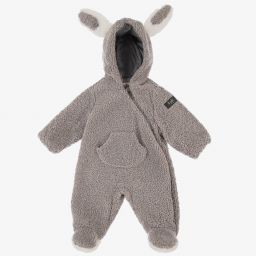 Il Gufo-Grey Teddy Fleece Pramsuit | Childrensalon Outlet