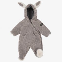 Il Gufo-Grey Teddy Fleece Pramsuit | Childrensalon Outlet
