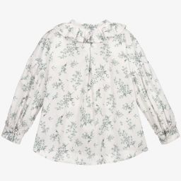 Il Gufo-Ivory Cotton Floral Blouse | Childrensalon Outlet