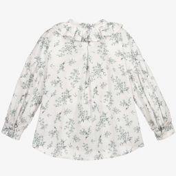 Il Gufo-Ivory Cotton Floral Blouse | Childrensalon Outlet