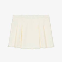 Il Gufo-Ivory Denim Pleat Skirt for Girls | Childrensalon Outlet