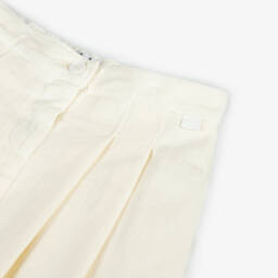 Il Gufo-Ivory Denim Pleat Skirt for Girls | Childrensalon Outlet