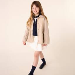 Il Gufo-Ivory Denim Pleat Skirt for Girls | Childrensalon Outlet