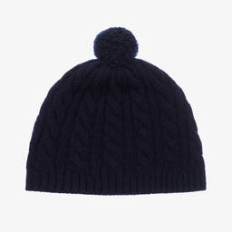 Il Gufo-Navy Blue Wool Knit Baby Hat | Childrensalon Outlet