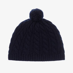 Il Gufo-Navy Blue Wool Knit Baby Hat | Childrensalon Outlet