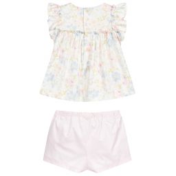 Il Gufo-Розовый комплект с шортами с цветочным рисунком | Childrensalon Outlet