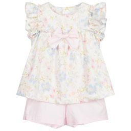 Il Gufo-Розовый комплект с шортами с цветочным рисунком | Childrensalon Outlet