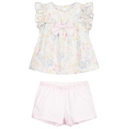 Il Gufo-Розовый комплект с шортами с цветочным рисунком | Childrensalon Outlet