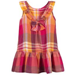 Il Gufo-Розово-оранжевое платье в клетку | Childrensalon Outlet