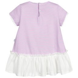 إيل غوفو-فستان أطفال بناتي قطن وشبك لون بنفسجي وأبيض | Childrensalon Outlet
