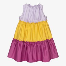 Il Gufo-Purple & Yellow Cotton Dress | Childrensalon Outlet