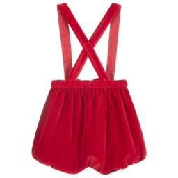 Il Gufo-Красные бархатные шорты на бретелях | Childrensalon Outlet