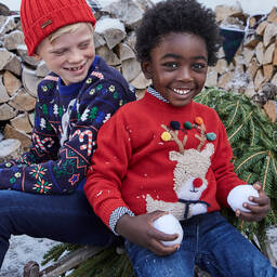 Il Gufo-Red Wool Reindeer Sweater | Childrensalon Outlet