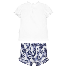 إيل غوفو-طقم شورت وتيشيرت قطن لون أبيض وكحلي | Childrensalon Outlet