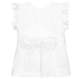 Il Gufo-Белая хлопковая блузка с бантом | Childrensalon Outlet