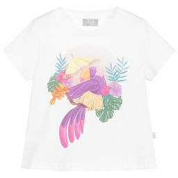 Il Gufo-White Cotton Parrot T-Shirt | Childrensalon Outlet