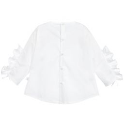 Il Gufo-بلوز قطن بوبلين لون أبيض للبنات | Childrensalon Outlet