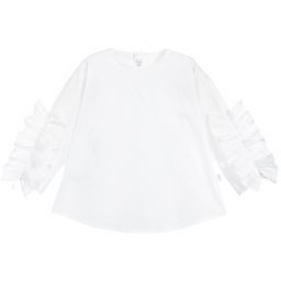 Il Gufo-بلوز قطن بوبلين لون أبيض للبنات | Childrensalon Outlet