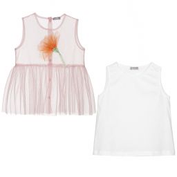 Il Gufo-White & Pink Cotton Blouse | Childrensalon Outlet