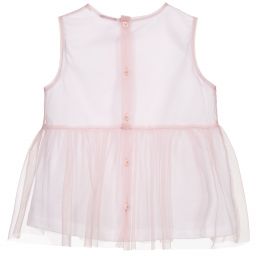 Il Gufo-White & Pink Cotton Blouse | Childrensalon Outlet