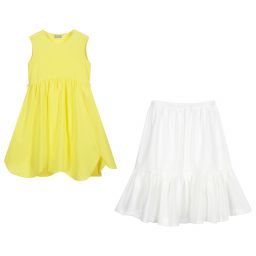 Il Gufo-فستان جيرسي لون أصفر وتنورة شبك لون أبيض | Childrensalon Outlet