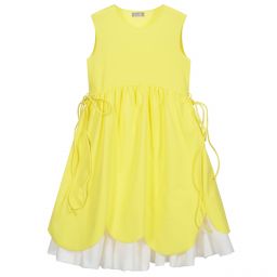 Il Gufo-فستان جيرسي لون أصفر وتنورة شبك لون أبيض | Childrensalon Outlet