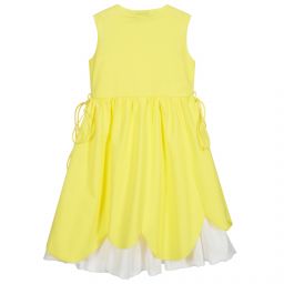 Il Gufo-فستان جيرسي لون أصفر وتنورة شبك لون أبيض | Childrensalon Outlet