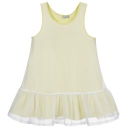 إيل غوفو-فستان شبك لون أصفر وأبيض | Childrensalon Outlet