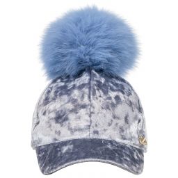 Il Trenino-Girls Blue Velvet Cap  | Childrensalon Outlet