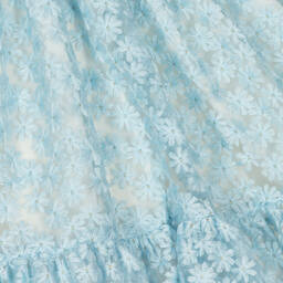 Irpa-Girls Blue Embroidered Tulle Dress | Childrensalon Outlet