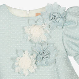 Irpa-Girls Blue Polka Dot Dress  | Childrensalon Outlet