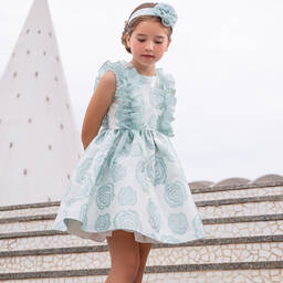 Irpa-Жаккардовое платье с голубыми розами | Childrensalon Outlet