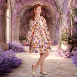 Irpa-Girls Blush Floral Satin Gown | Childrensalon Outlet